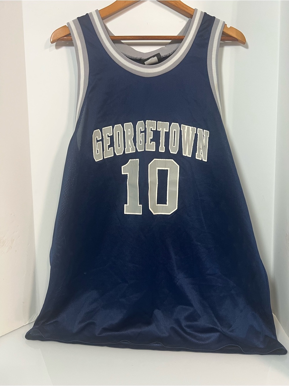 Logo Athletic‎ Georgetown Navy and White Basketball Jersey #10